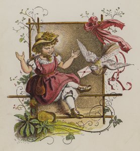 Oiseau livrant une lettre à une petite fille - Oskar Pletsch